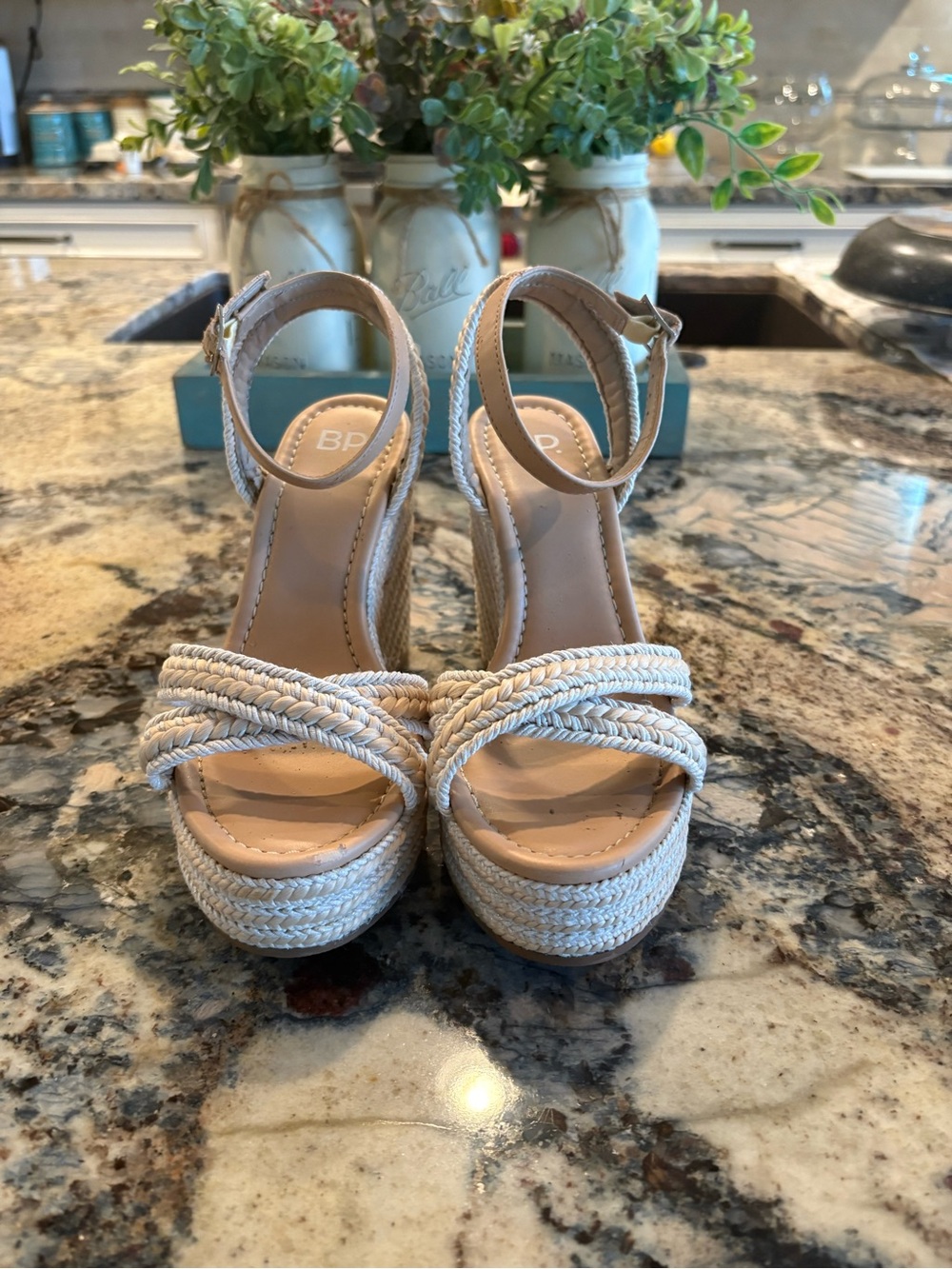 bp Braided Espadrille Wedge Sandals - Cream